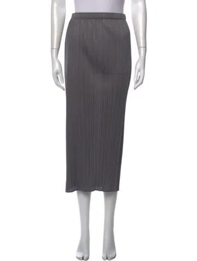 Pre-owned Issey Miyake Pleated Accents Midi Length Skirt In Gray