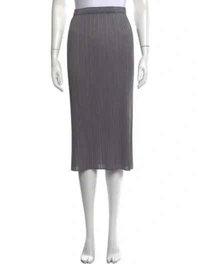Pre-owned Issey Miyake Pleated Accents Midi Length Skirt In Gray