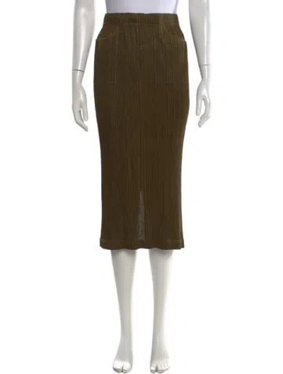 Pre-owned Issey Miyake Pleated Accents Midi Length Skirt In Green