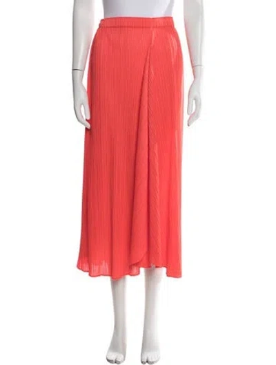 Pre-owned Issey Miyake Pleated Accents Midi Length Skirt In Orange