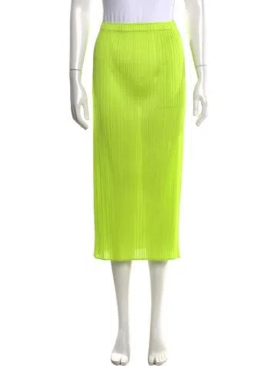 Pre-owned Issey Miyake Pleated Accents Midi Length Skirt W/ Tags In Green
