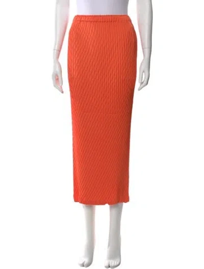 Pre-owned Issey Miyake Pleated Accents Midi Length Skirt W/ Tags In Orange