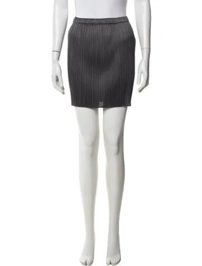 Pre-owned Issey Miyake Pleated Accents Mini Skirt In Grey