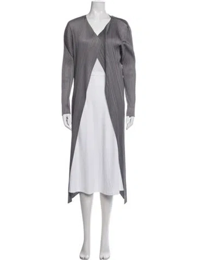 Pre-owned Issey Miyake Pleated Accents Robe In Grey