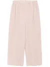 Issey Miyake Pleated Almond Beige Crop Trousers With Side Welt Pockets In Pink