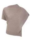 Issey Miyake Pleated Asymmetric Top In Brown