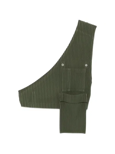 Issey Miyake Pleated Asymmetric T-shirt In Green