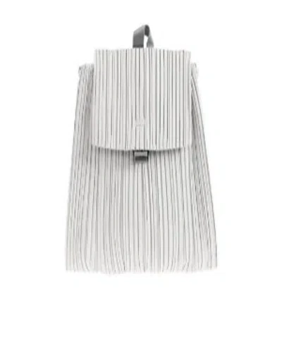 Issey Miyake Pleated Backpack In White