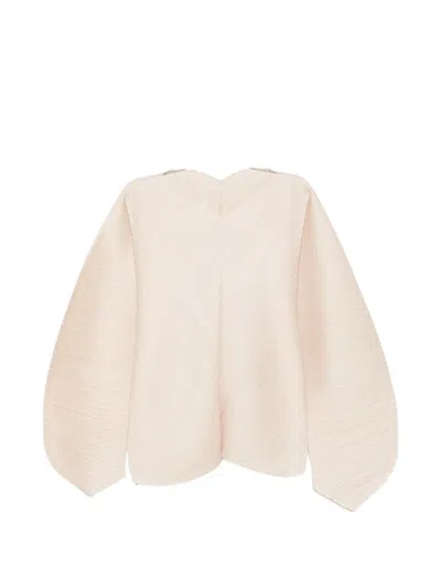 Issey Miyake Pleated Balloon-sleeve Blouse In Neutral