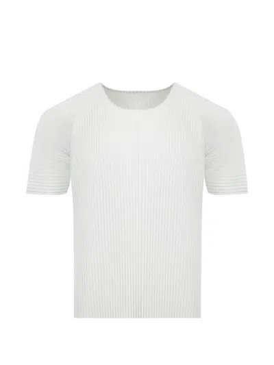 Issey Miyake Pleated Basic T-shirt In White