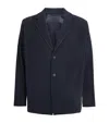 Issey Miyake Pleated Fabric Single-breasted Blazer In Navy