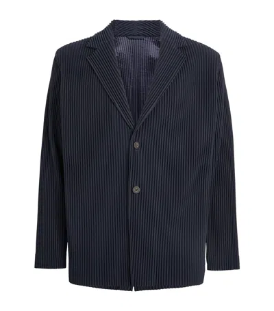 Issey Miyake Pleated Basics Blazer In Navy