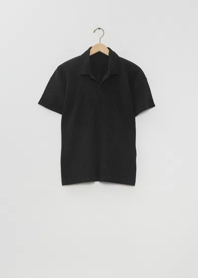 Issey Miyake Pleated Basics Polo Shirt In 15-black