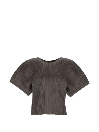 Issey Miyake Pleated Batwing-sleeve Blouse In Gray