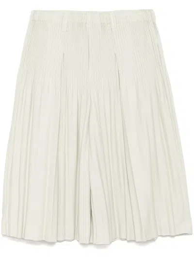 Issey Miyake Pleated Bermuda Shorts In Green