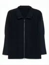 Issey Miyake Pleated Black Jacket With Structured Silhouette In Black