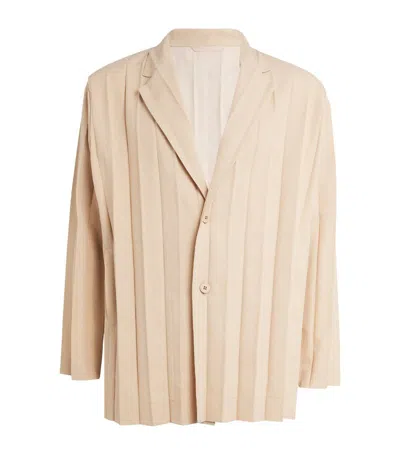 Issey Miyake Pleated Blazer In 40-beige