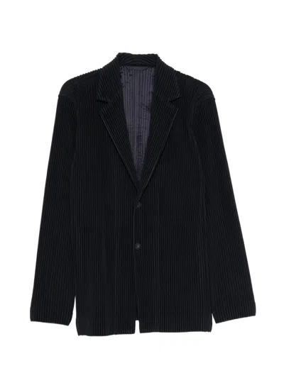 Issey Miyake Pleated Blazer In Blue