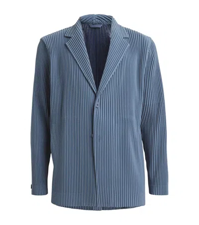 Issey Miyake Pleated Blazer In Blue