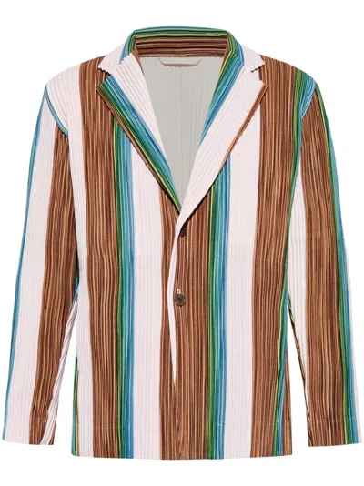 Issey Miyake Pleated Blazer In Brown