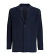 Issey Miyake Pleated Fabric Single-breasted Blazer In Navy