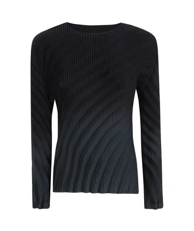 Issey Miyake Pleated Blouse In Black