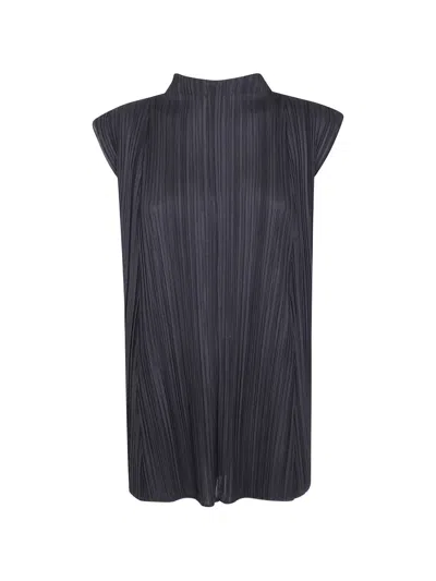 Issey Miyake Pleated Blouse In Blue