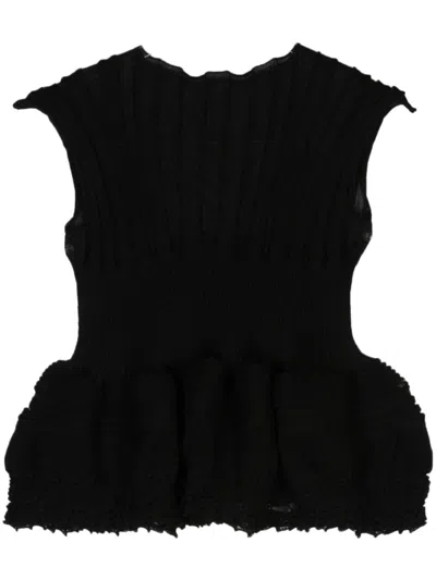 Issey Miyake Pleated Blouse In Black