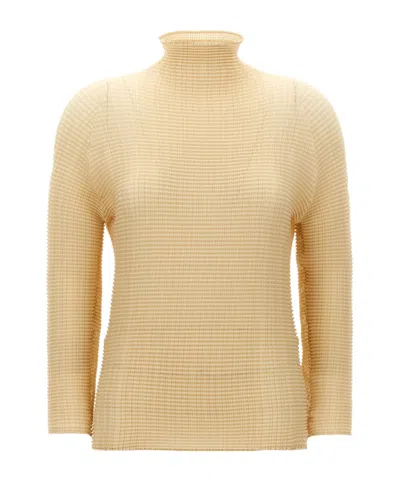 Issey Miyake Womens 40-light Beige Pleated High-neck Woven Top