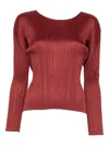 Issey Miyake Pleated Blouse In Red