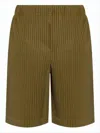 Issey Miyake Pleated Brown Shorts With Silhouette In Brown