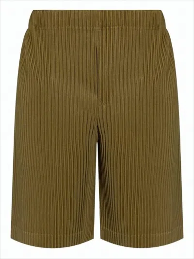 Issey Miyake Pleated Brown Shorts With Silhouette