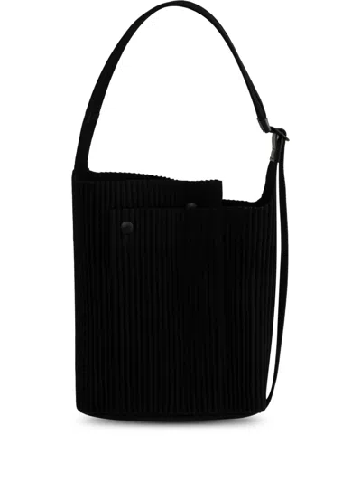 Issey Miyake Pleated Bucket Bag In Black
