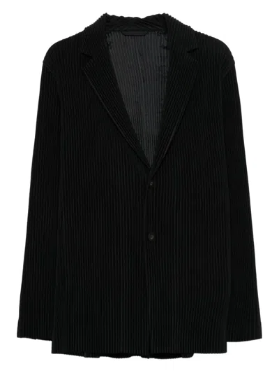 Issey Miyake Pleated Button Blazer In Black