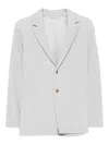 Issey Miyake Pleated Button Blazer In Gray