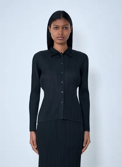 Issey Miyake Pleated Button-down Shirt In Black