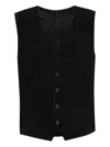 Issey Miyake Pleated Button-fastening Vest In Black