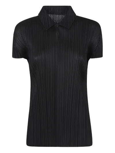 ISSEY MIYAKE PLEATED BUTTON POLO TOP
