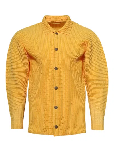 Issey Miyake Pleated Button Shirt In Yellow