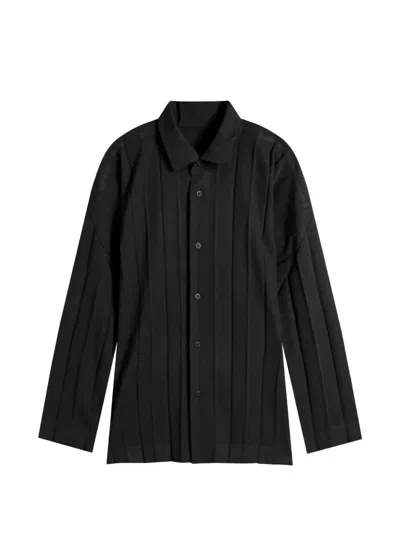 Issey Miyake Pleated Button Shirt In Black