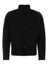 Issey Miyake Ribbed Texture High Collar Pleated Cardigan In Black