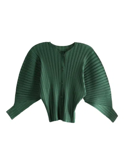 Issey Miyake Pleated Button-up Shirt In Green