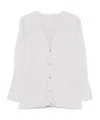 Issey Miyake Ribbed Texture V-neck Cardigan Pockets In White