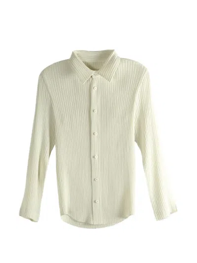Issey Miyake Pleated Buttoned Shirt In Neutral