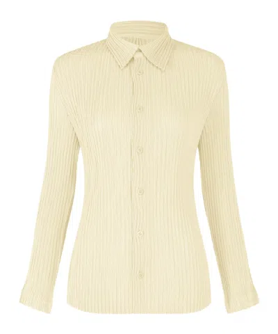 Issey Miyake Pleated Buttoned Shirt In Yellow