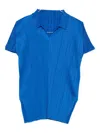 Issey Miyake Pleated Buttoned Top In Blue