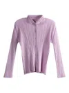 Issey Miyake Pleated Buttoned Top In Purple