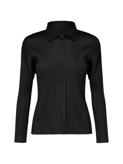 Issey Miyake Pleated Button-up Shirt In Black