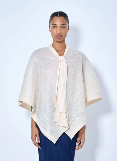 Issey Miyake Pleated Cape Blouse In Neutral