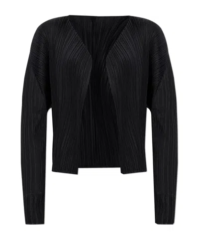 Issey Miyake Pleated Cardigan In Black